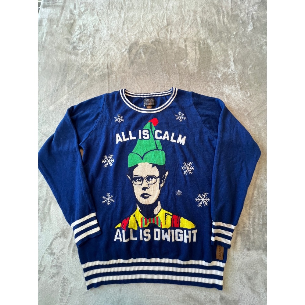 Tipsy Elves Sweater Men Large Blue The Office Dwight Schrute Ugly Christmas Knit